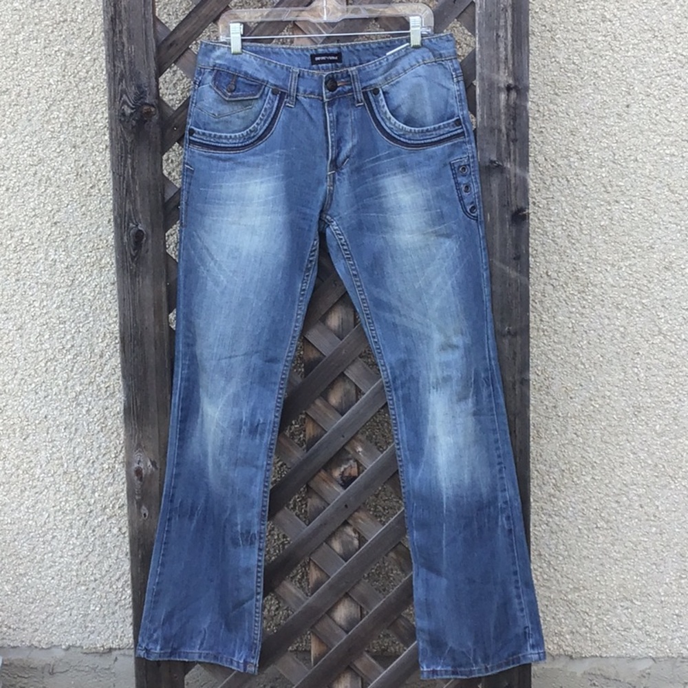 Emporio Armani jeans w/ leather & zip accents
